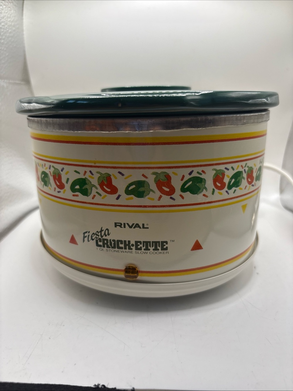 VTG Rival Fiesta Crock-ette 1 Qt Model 3200 Slow Cooker Lid Tested Red Green Yel